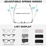 GGSTDDUP 3 Pack Progressive Multifocus Reading Glasses for Men Spring Hinge Rectangular Sport Blue Light Blocking Readers