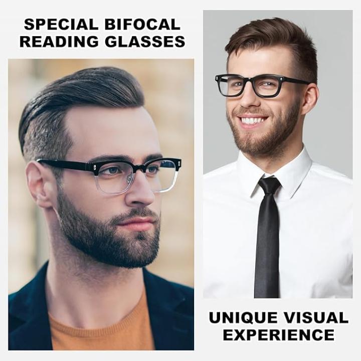 GGSTDDUP 3 Pack Progressive Multifocus Reading Glasses for Men Spring Hinge Rectangular Sport Blue Light Blocking Readers