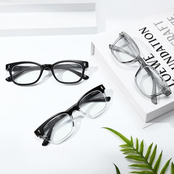 GGSTDDUP 3 Pack Progressive Multifocus Reading Glasses for Men Spring Hinge Rectangular Sport Blue Light Blocking Readers