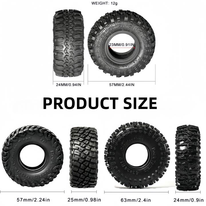 1.0 Inch RC Crawler Tires Upgrades with Foam Inserts for Traxxas TRX4M Axial SCX24 FCX24 97054-1 and RC 1/18 1/24 Scale 4Pcs