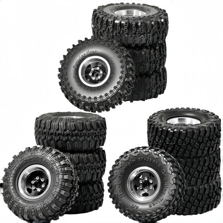 1.0 Inch RC Crawler Tires Upgrades with Foam Inserts for Traxxas TRX4M Axial SCX24 FCX24 97054-1 and RC 1/18 1/24 Scale 4Pcs