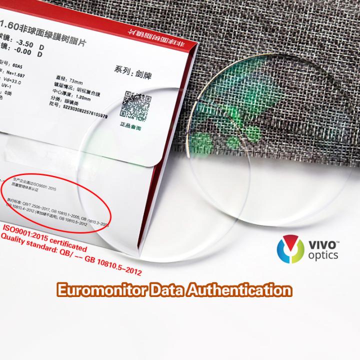 Mingyue Optical Lens 1.60 VIVO Opticas Top Quality High-Impact Lens Prescription Eyeglasses Lenses